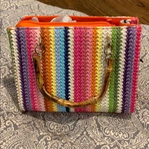 Colorful Rainbow woven small tote
